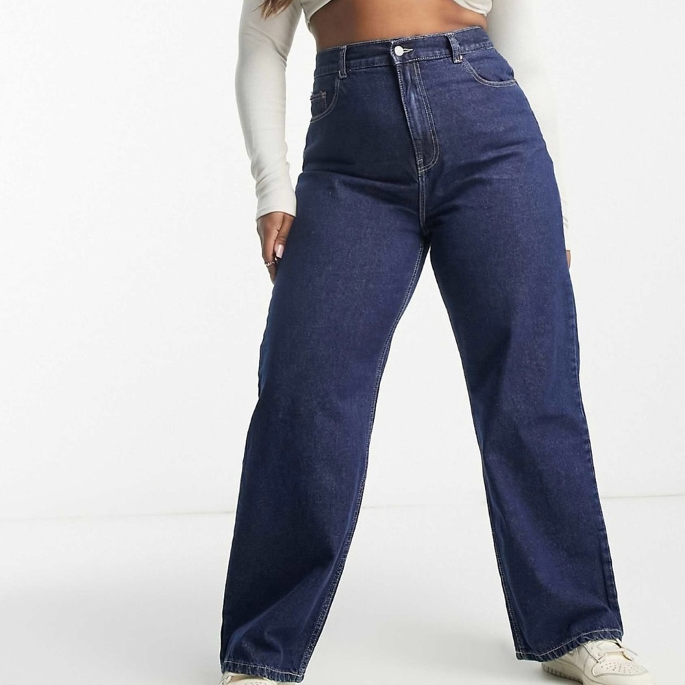 ASOS Dr. Denim Plus Echo Straight leg jeans in dark wash blue